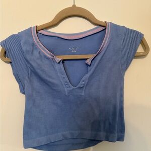 Urban Blue Ribbed Crop Top